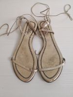 🤩MANGO LEDER-RIEMEN-SANDALEN, GOLD