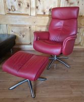 Relaxsessel mit Fussteil, rot, drehbar, guter Zustand