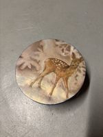 Vintage Christbaumschmuck, alte Dose mit Hirschbild,Top! (58