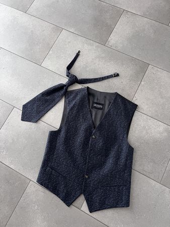 Carlo Pignatelli Weste mit Plastron dunkelgrau gemustert