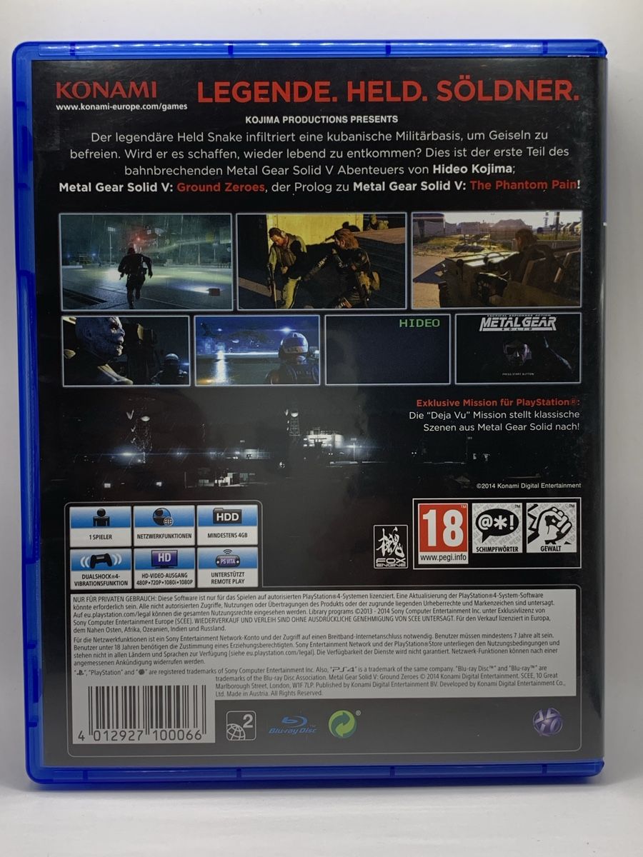 Sony Spiele: Metal Gear Solid V: Ground Zeroes - PS4 – Gebraucht aus Ostermundigen von RG-Collector 1
