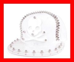 Basecap Totenkopf Nieten Stacheln WEISS Skull Schädel Kappe