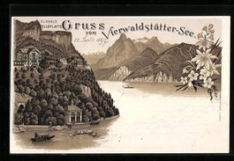 Litho Sisikon, Tellskapelle und Kurhaus 