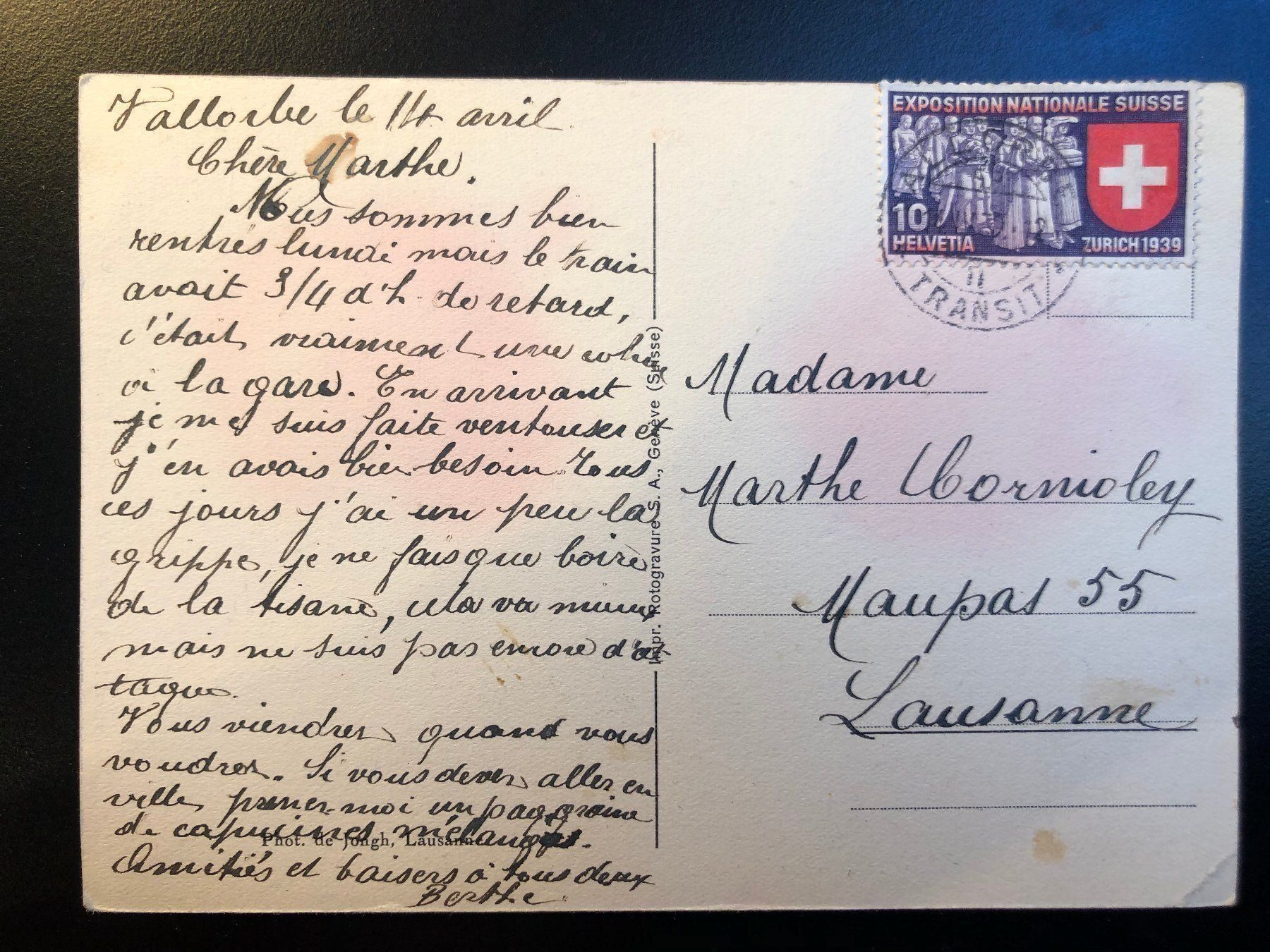 Ansichtskarten: 1 carte postale Romainmôtier 1939 – Gebraucht aus Charmey (Gruyère) von Rolando6 1