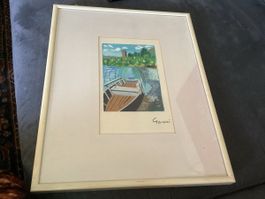 Öl oder Acryl Bild Lago Maggiore, Tessin signiert