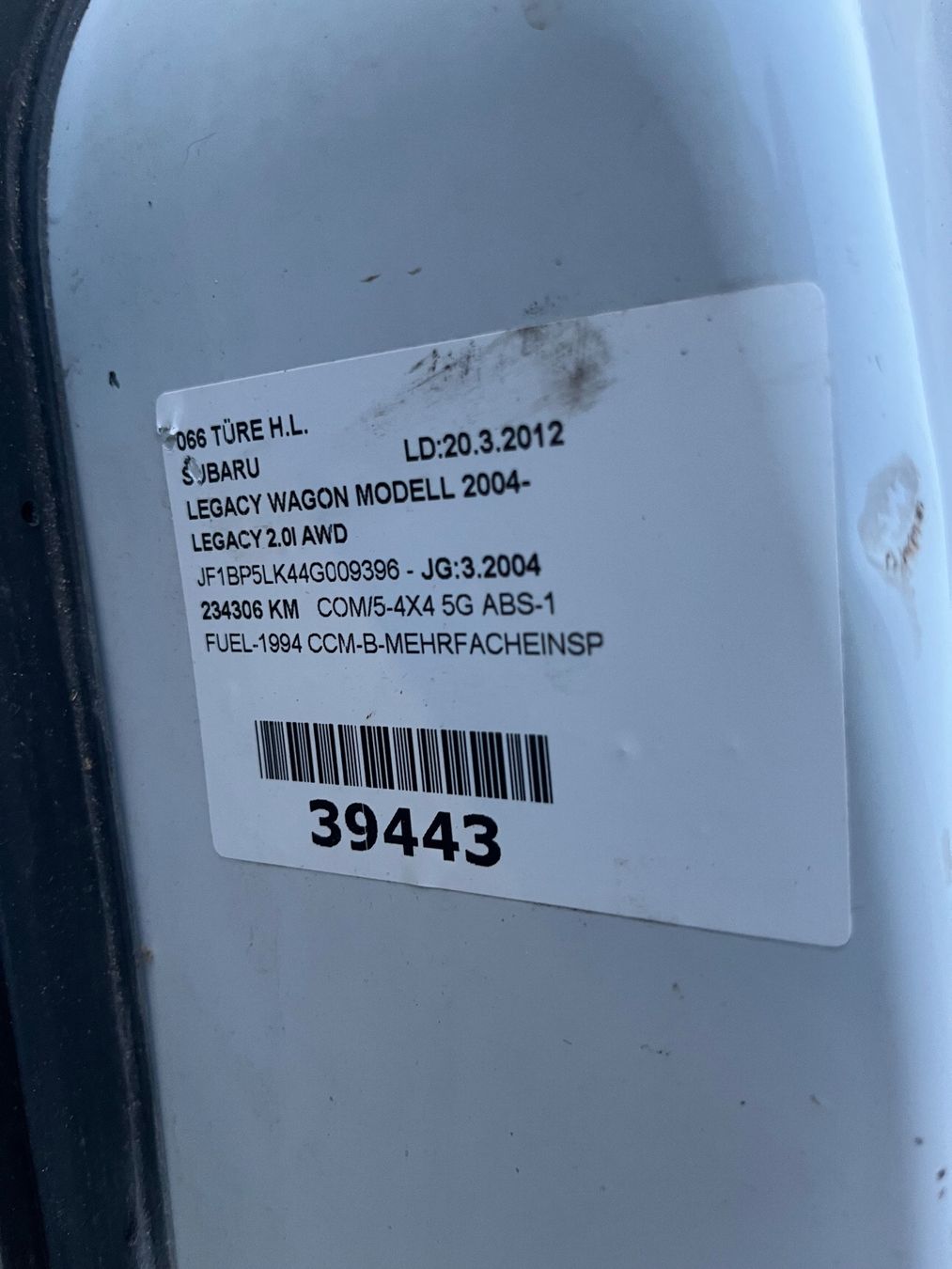 Subaru Alle Autoersatzteile: Türe Subaru Legacy – Gebraucht aus Dällikon von CH-Schrauber 1