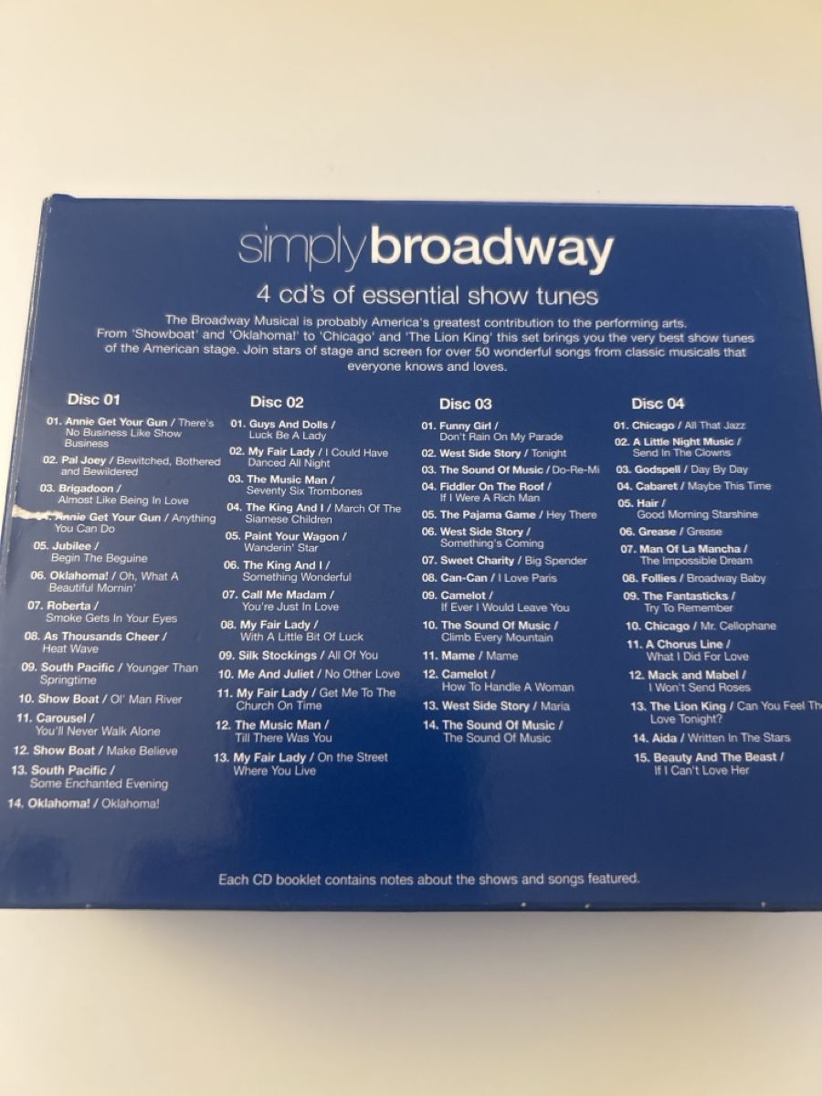 CDs: Simply Broadway 4 CD Set Show Tunes New Condition – Gebraucht aus Lugano von bad_2t9b 1