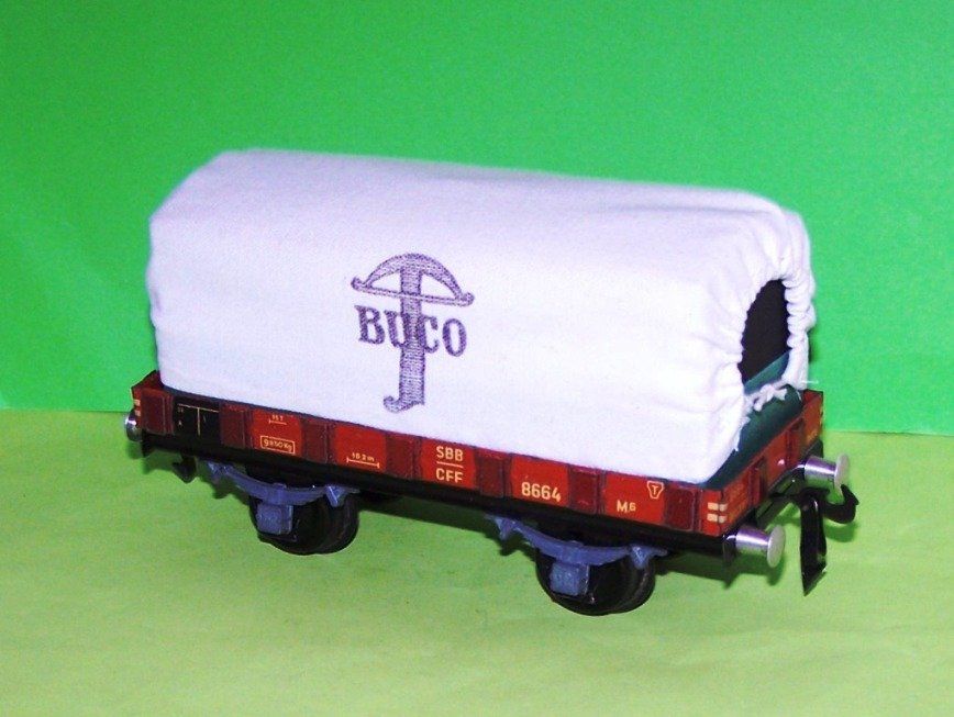 Buco Trains électriques: Buco 8664: M6 Niederbordwagen mit Plache,  Spur 0, SoMo – D'occasion à Brüttisellen par Rentner44zh 1