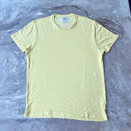 T-Shirt Femme Zara Jaune Pastel Côtelé