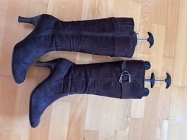Wildlederstiefel dunkelbraun Gr. 41