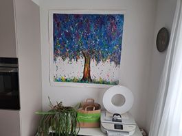 Tableau arbre coloré, peinture unique et originale!