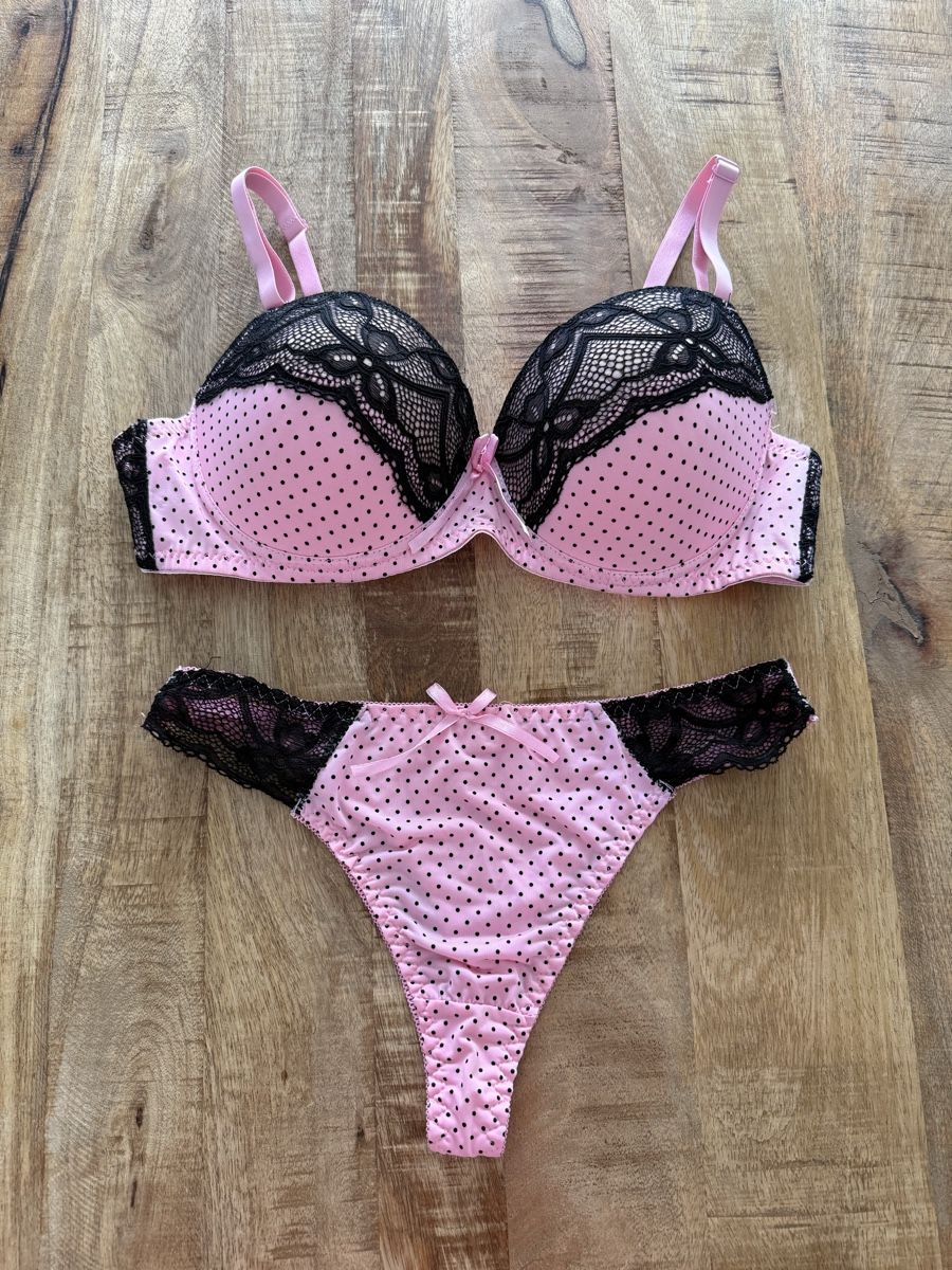 Altra biancheria intima: Dessous Set 85C Rosa Schwarz Spitze Slip M/L – Usato da Lugano venduto da rebecca.wardrobe