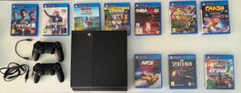 PS4 (500GB) mit Kabel, 10 Spiele, 2 Dualshock Controller