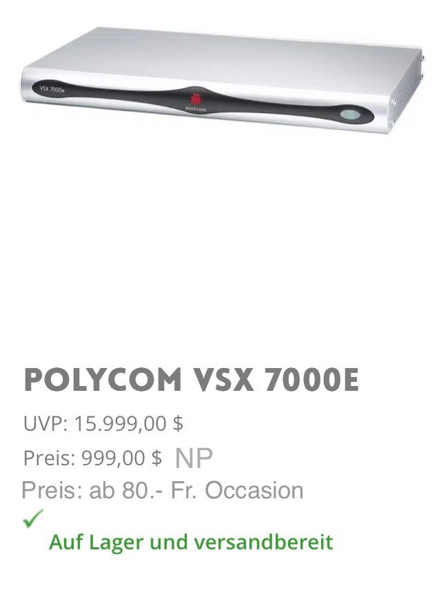 Polycom Webcam: Polycom VSX 7000e Videocomferencing – Usato da Oberwil BL venduto da scorpio70 7