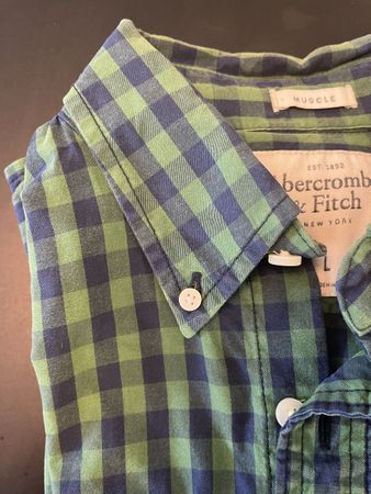 Herrenhemd, grün-blau karriert, Gr. L, Abercrombie & Fitch