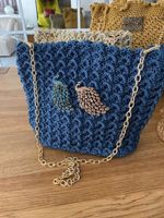 NEUE exklusive blaue Crochet Handtasche (Handmade)