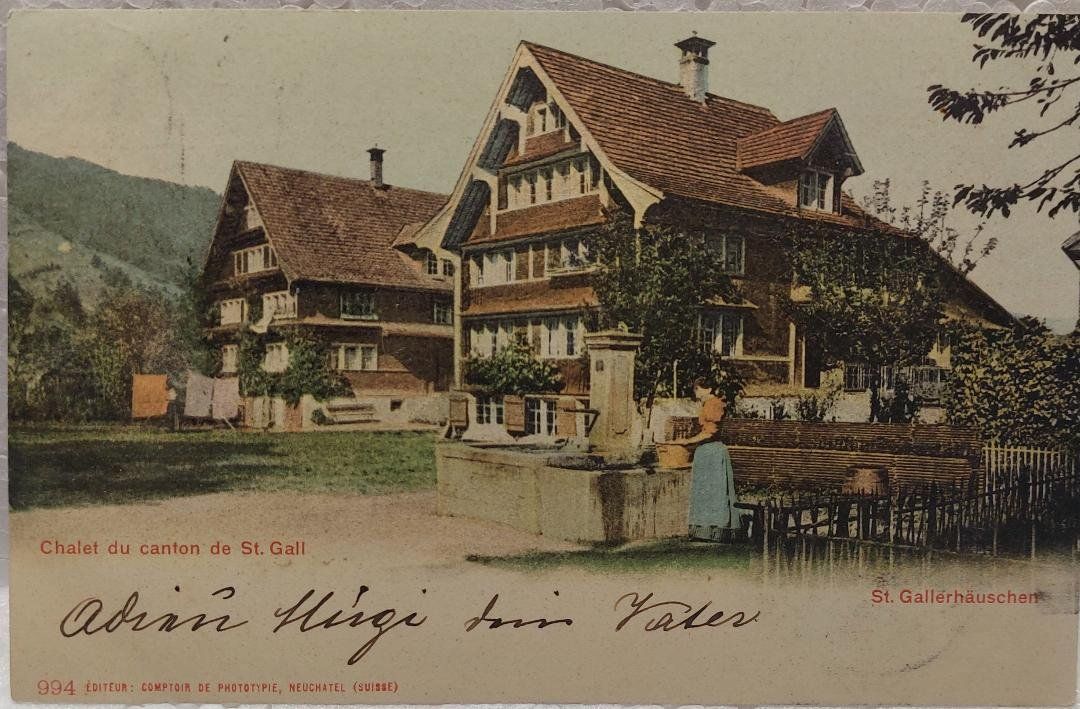 Cartoline postali: St. GALL - St Gallerhäuschen - 1901 – Usato da Delémont venduto da Domdom1