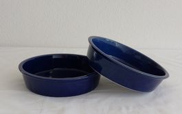 2 Keramik Blumenuntersetzer 24 cm dunkelblau