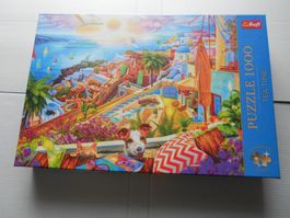 Trefl Puzzle 1000 Teile - Tea Time - Auf Besuch auf Santorin