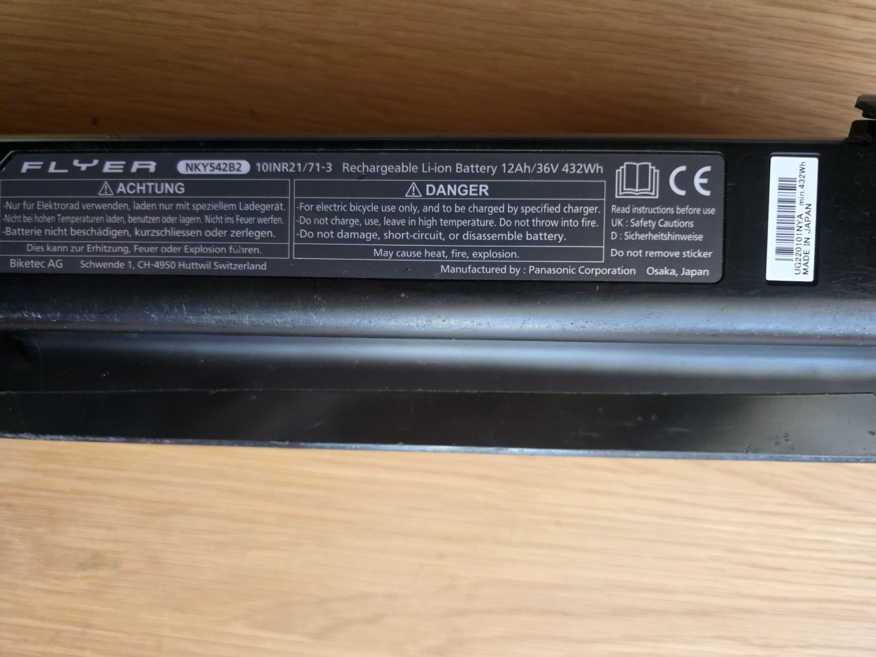 Flyer Batterie: Flyer SIB 1.0 Akku - Panasonic 36 V – Usato da Buchs SG venduto da MATGEOMAR 3