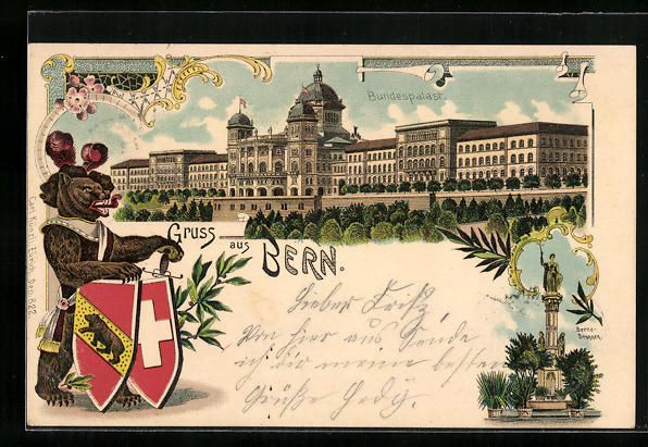 Cartes postales: Litho Bern, Bär mit Wappenschildern, Bu – D'occasion à Berlin par bartko-reher