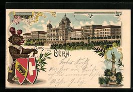 Litho Bern, Bär mit Wappenschildern, Bu