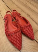 Mango Ballerines Slingback Rouges Tressées T.38 Neuves