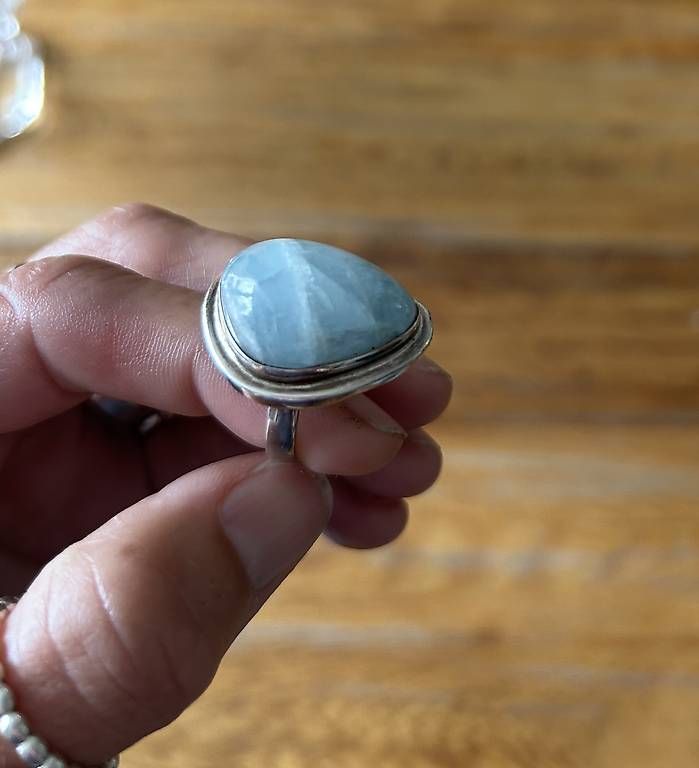 Anelli: silberring mit aquamarin gr. 57 – Usato da flims dorf venduto da schmetterling61281