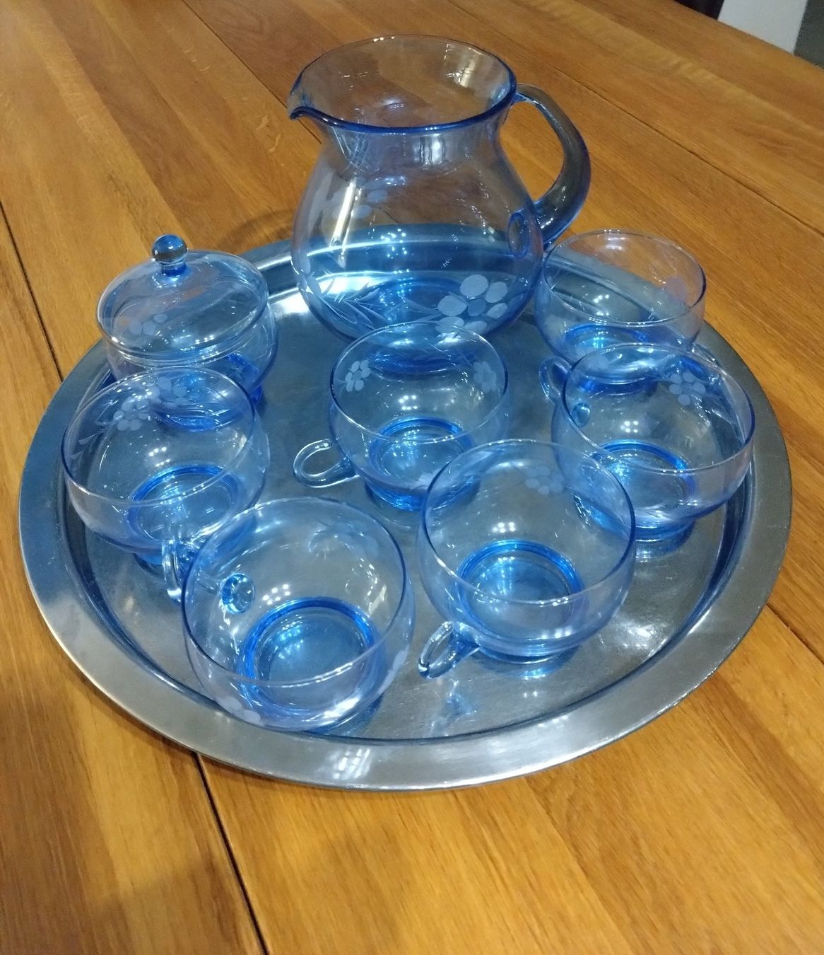 Gläser: Teeset aus bläulichem Glas – Gebraucht aus Busswil TG von rosenapfel