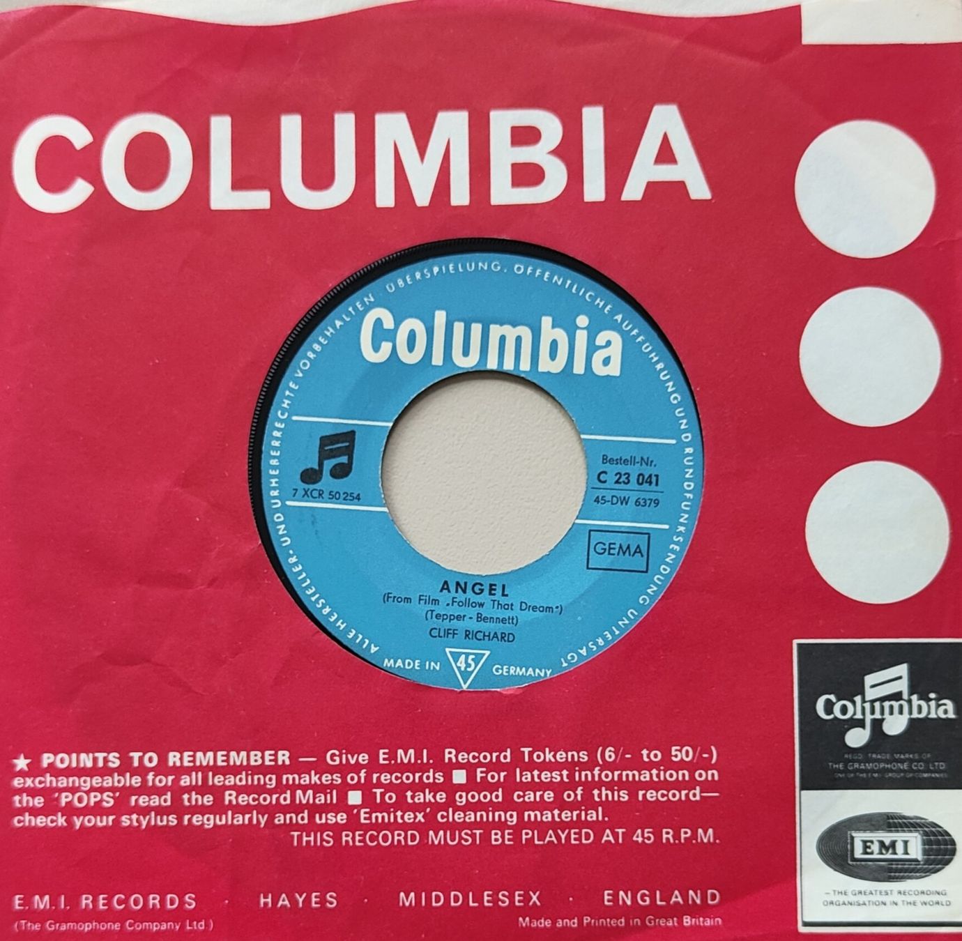 Dischi in vinile: Vinyl Single Cliff Richard -  Angel – Usato da Langenthal venduto da Modo39