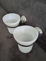2x Toilettenbürstenhalter mit Gefäß für Wandmontage