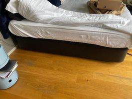 Black bed frame (with storage space underneath) + mattress