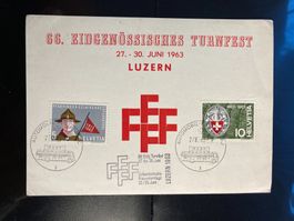 Schweiz 1963 Karte 66.eidgenössisches Turnfest Luzern Autom.