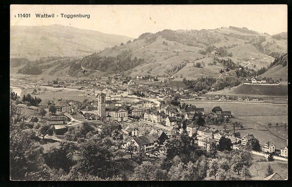 Cartoline postali: AK Wattwil, Panorama, 1912 – Usato da Berlin venduto da bartko-reher