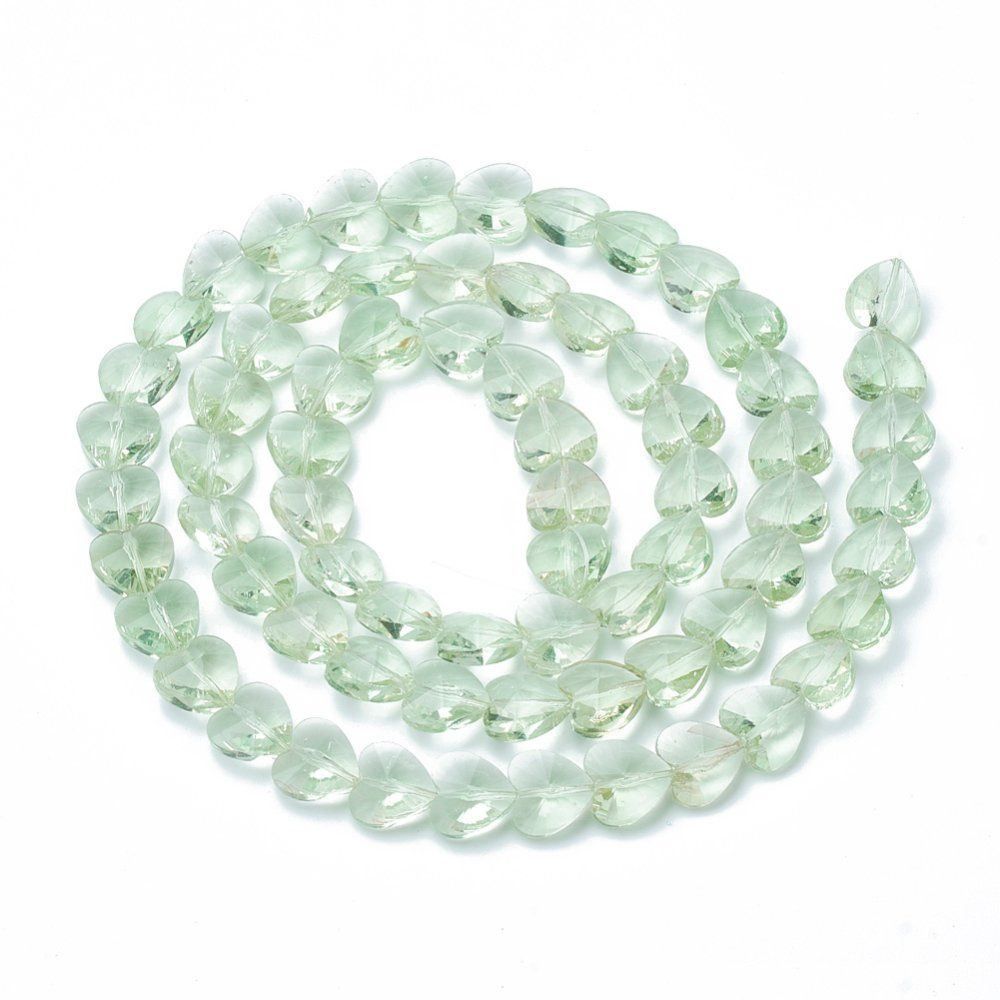 Perlen (unechte): 5 Herz Glas Luxus hellgrün facettiert 14mm – Neu (gemäss Beschreibung) aus Alpnachstad von perlengaby 1