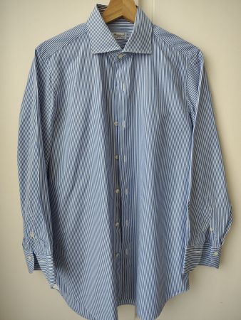 Blue and White Finamore Cotton Shirt 40
