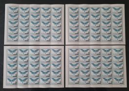 4 Bogen Flugpost Nr. F22 mit Plattenfehler, postfrisch **