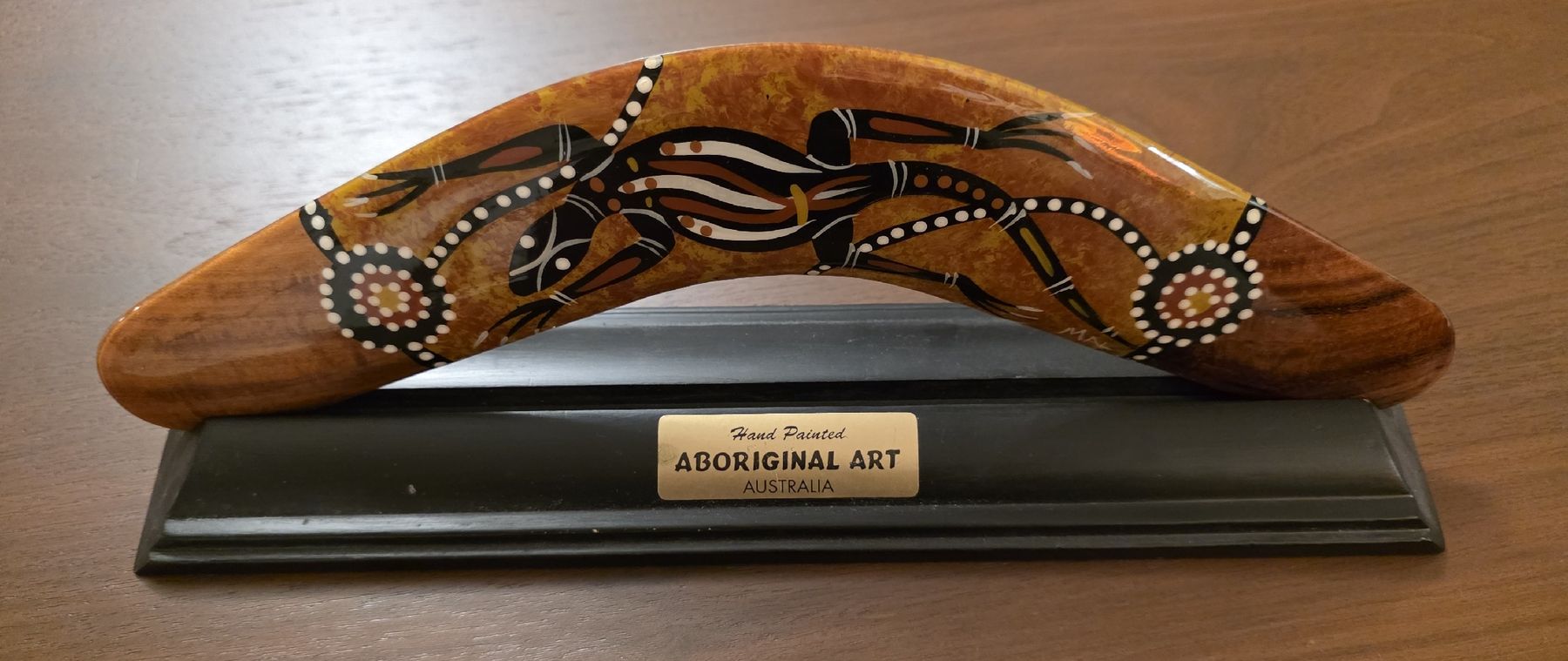 Tutte le decorazioni: Handbemalter Aboriginal Boomerang, Lizard Design, Holz – Usato da St. Gallen venduto da DP_St.Gallen