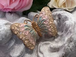Erbschmuck Schmetterling Brosche 30er Jahre Emaille Pastell