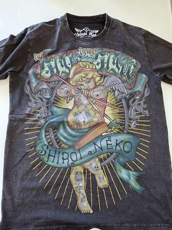 T-shirt noir en coton 100 % avec grand motif graphique