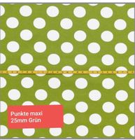*Sale* Baumwolljersey Print Punkte weiss 25mm Frühlingsgrün