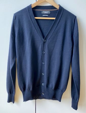 Zara Man Kardigan Wolle XS Dunkelblau 