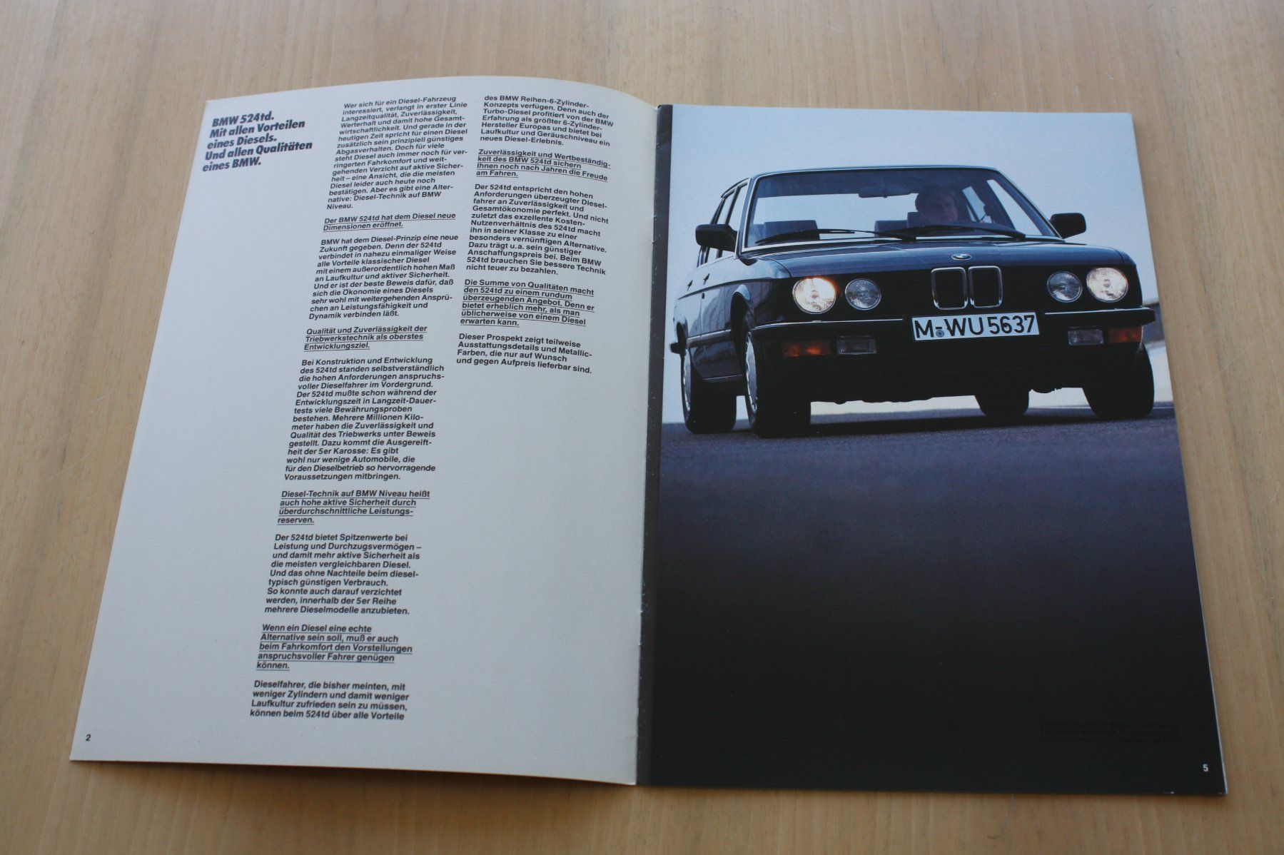 BMW Dokumente: BMW 524 td Prospekt 2/1985 – Gebraucht aus Wikon von erwin400 1