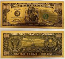 Buchzeichen One Million Dollar Note |Mit BlattGold überzogen
