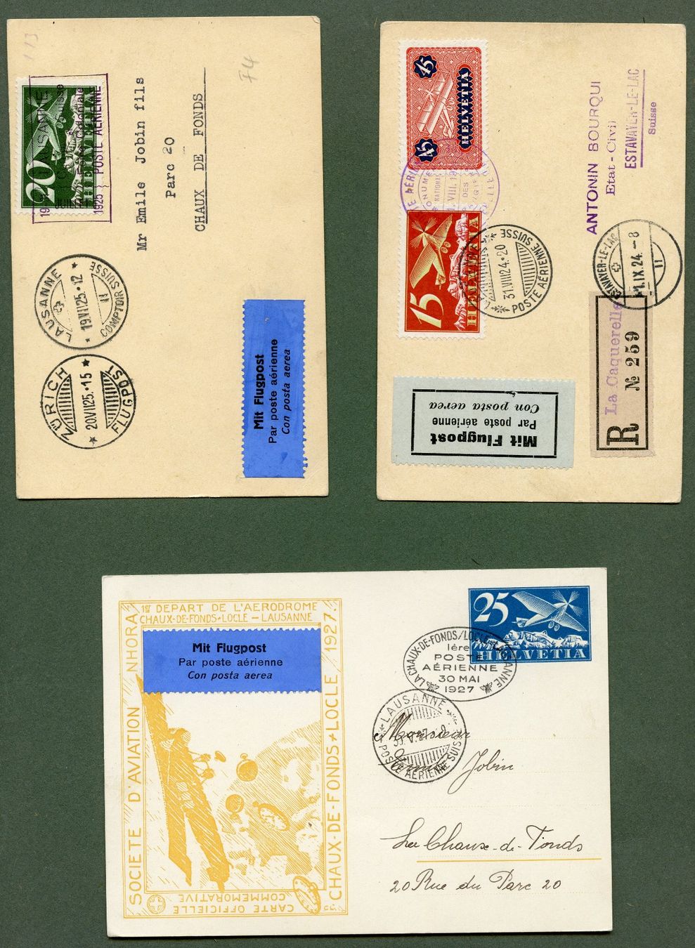 Tutti i francobolli: 1 Lot 5 Flugbriefe Schweiz – Usato da Steffisburg venduto da Charlamov 1
