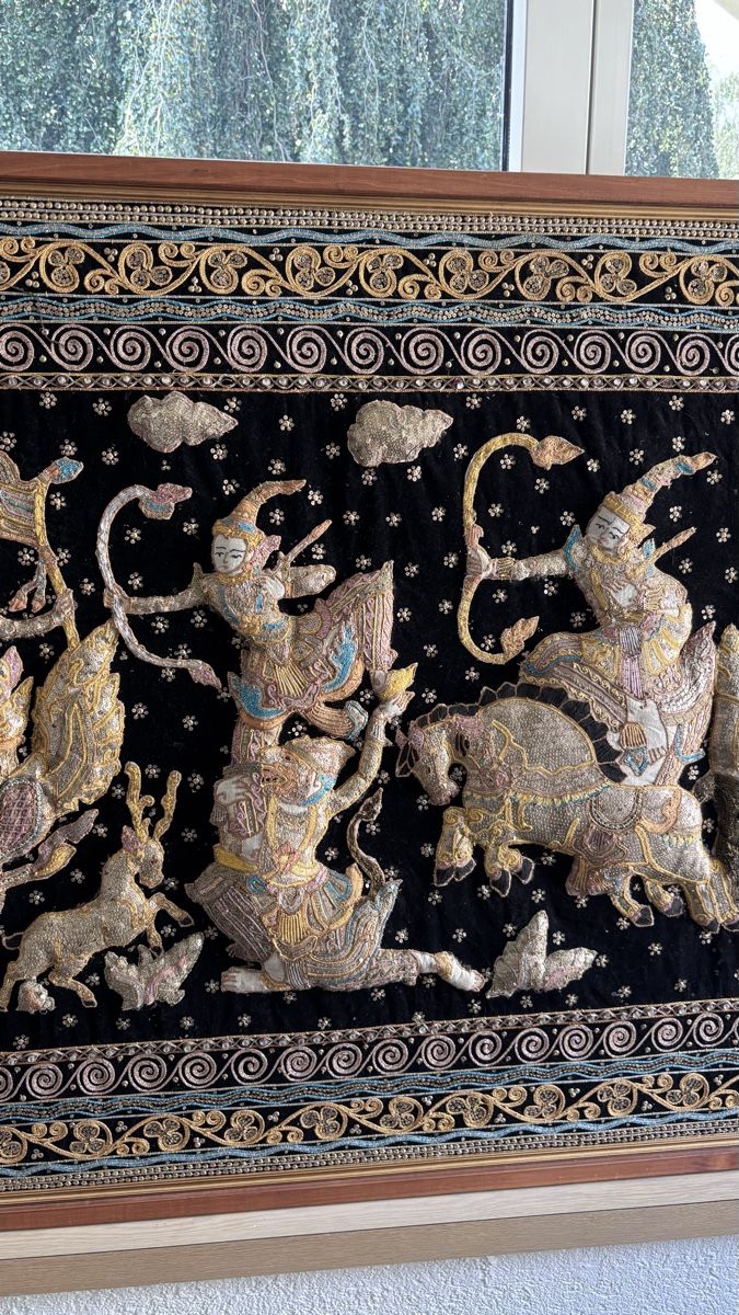 Poster & Bilder: Handgesticktes thailändisches Wandbild "Ramas Kampf" – Chian – Gebraucht aus St. Gallen von Verkaufen111 5