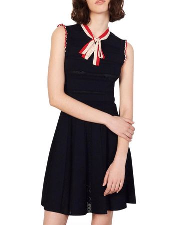 Sandro Sommerliches Strickkleid Fidelia blau rot 38 NP 385