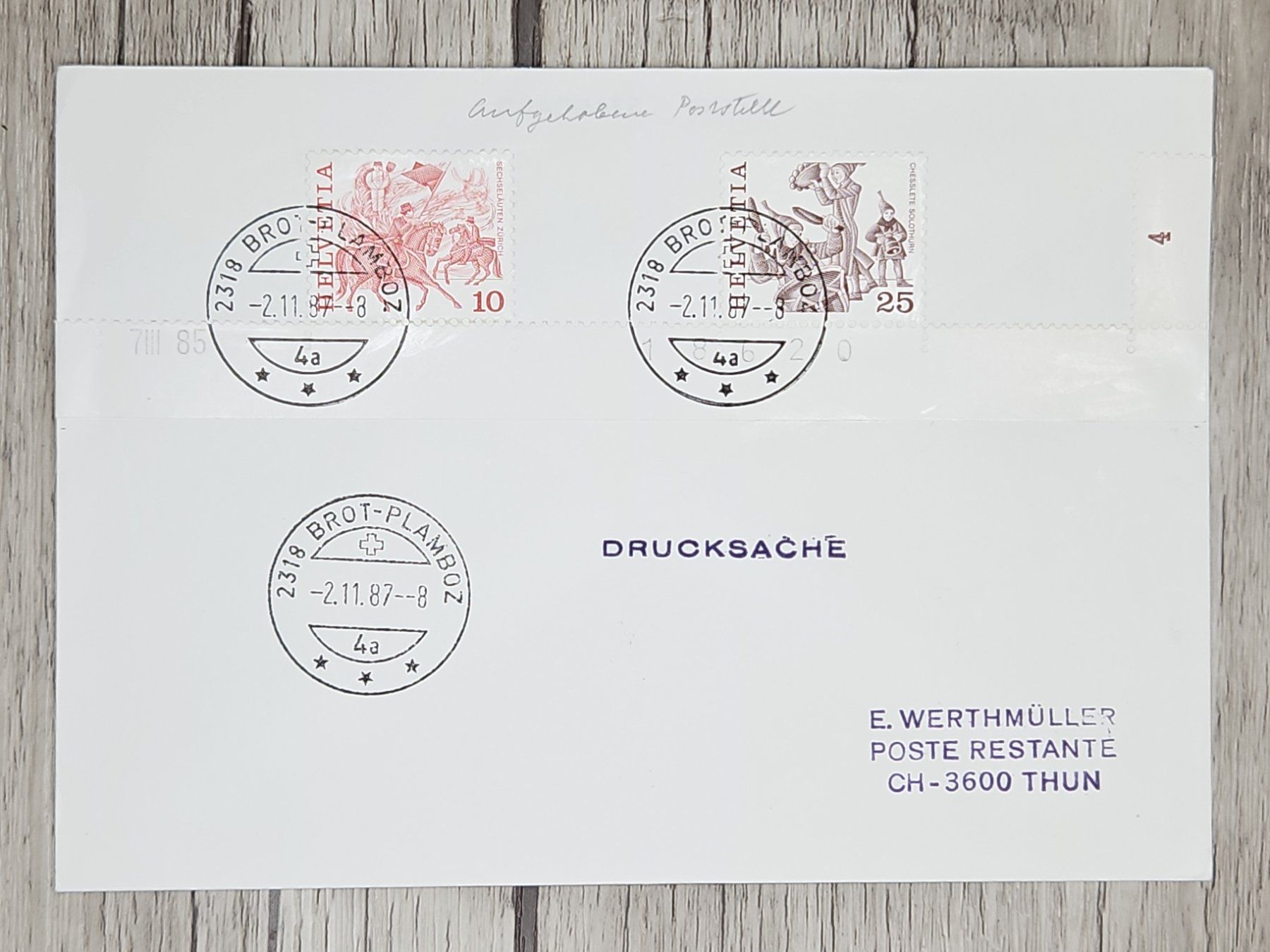 Tutti i francobolli: CL09 Enveloppe + Timbre Suisse 1987 – Usato da Cousset venduto da Patrick_Collections