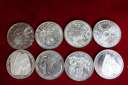 8 Silbermünzen 10 Mark 625 tot.124gr.