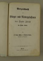 VERZEICHNIS DER BÜRGER & NIEDERGELASSENEN ZÜRICH 1864